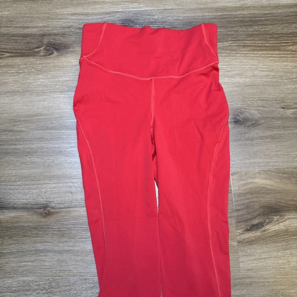 Lululemon Leggings Womens 4 Dark Red Base‎ Pace High-Rise Crop 23" Workout Yoga - Picture 2 of 7